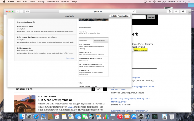 Die Vorschau von Links lässt sich hingegen nur auf neuen Macbooks mit dem Force-Touch-Trackpad aufrufen. (Screenshot: Golem.de)